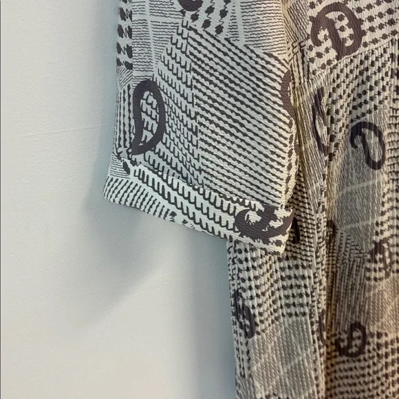 Vintage 70’s Women’s Elegant Beige Patterned Dress size L - Picture 6 of 7